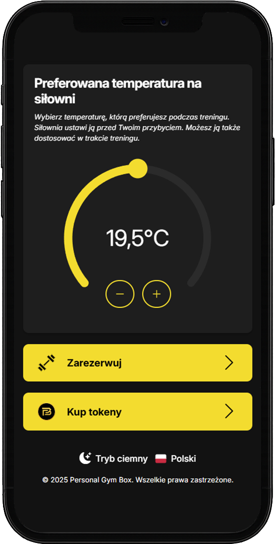 Aplikacja Personal Gym Box - sterowanie temperaturą na siłowni
