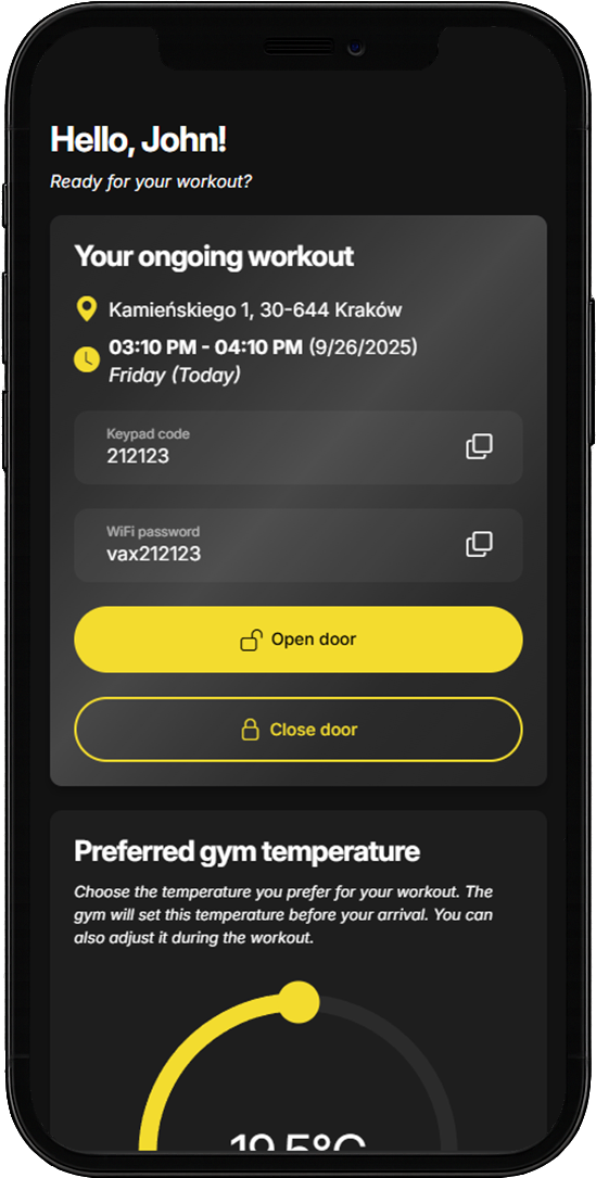 Personal Gym Box app - Control access to the gym