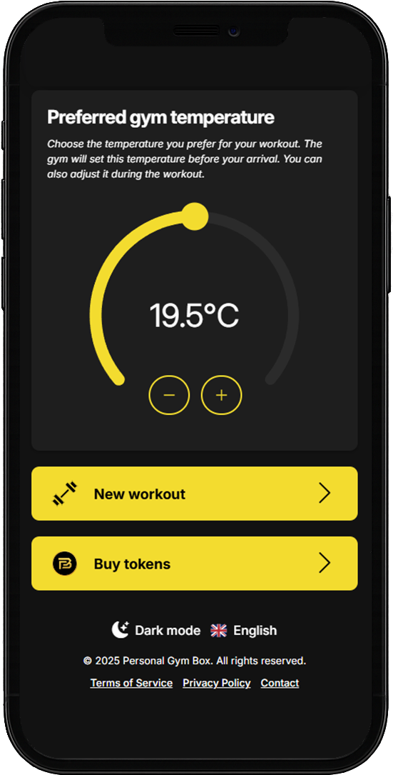 Personal Gym Box app - control the temperature in the gym
